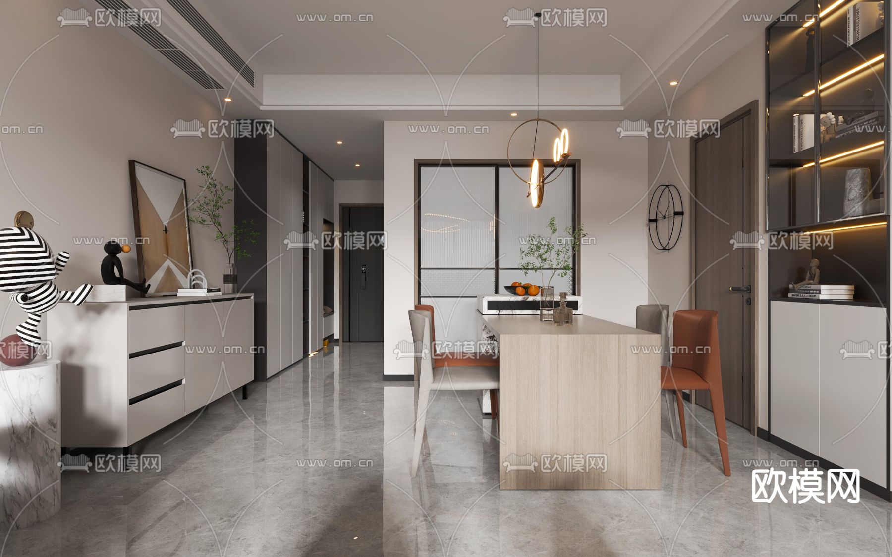 现代简约客餐厅3d模型