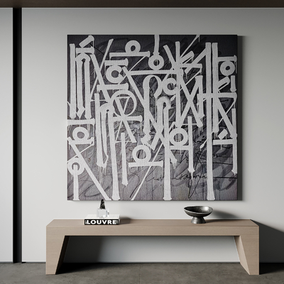 侘寂风装饰画挂画组合su模型