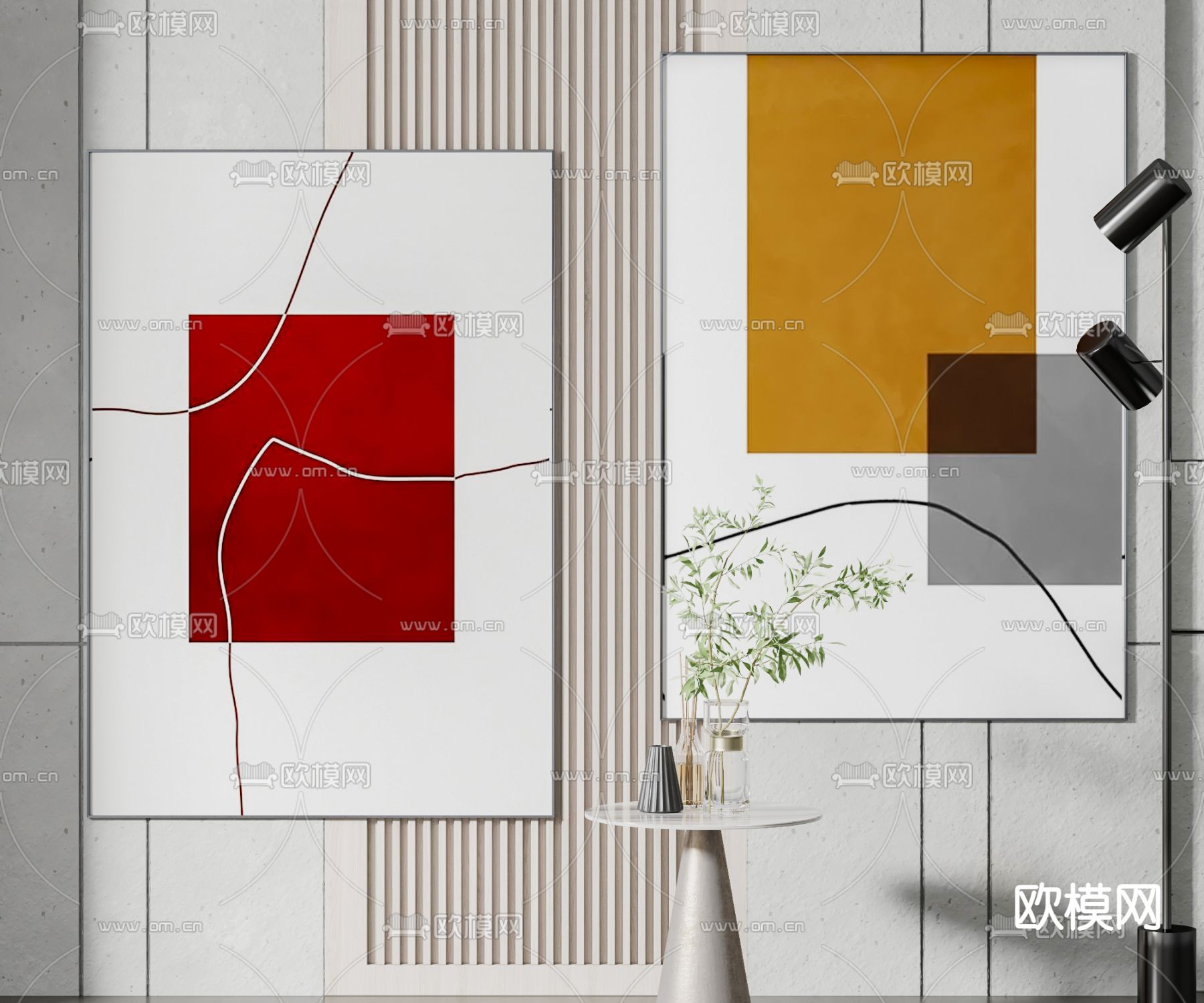 孟菲斯风抽象装饰画3d模型下载