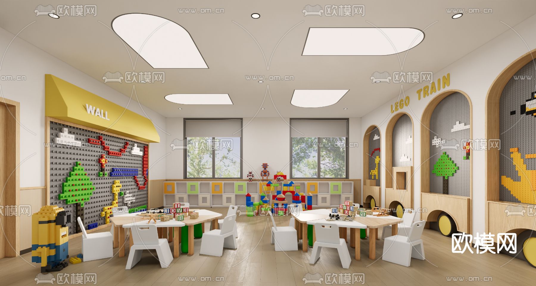 现代幼儿园手工教室su模型