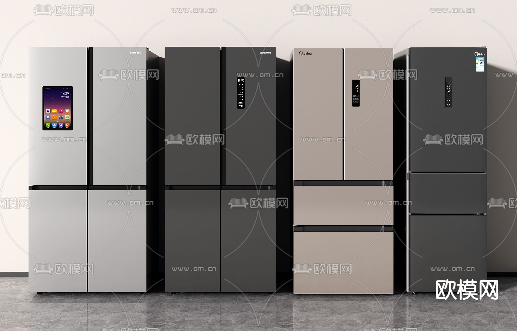 双开门冰箱冰柜3d模型下载