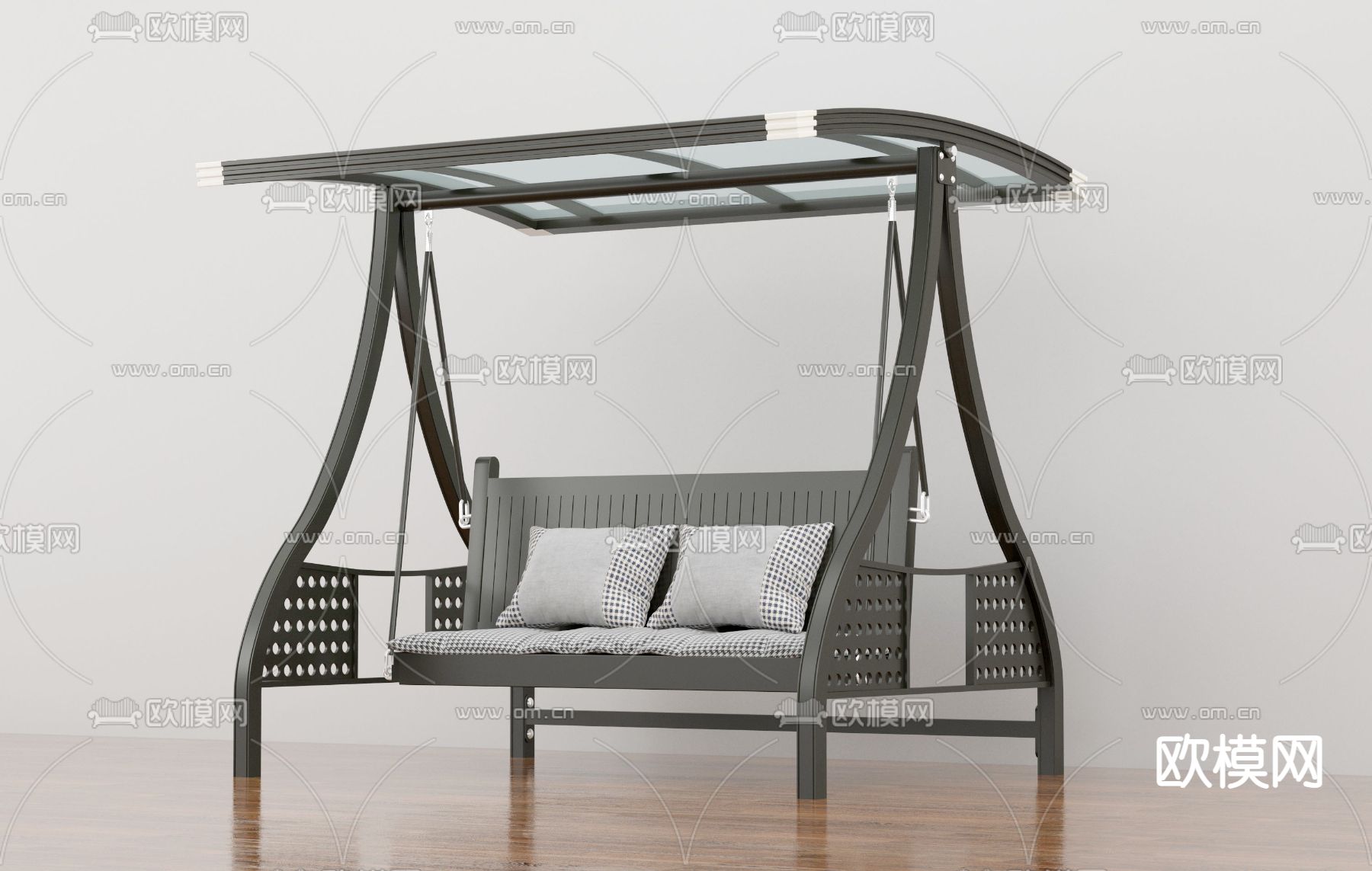 现代金属秋千椅吊椅3d模型下载（渲染图2）