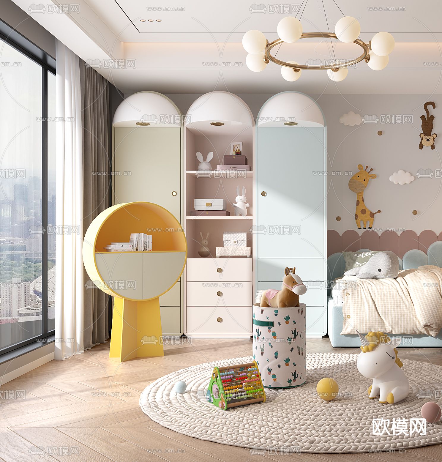 现代卧室儿童房3d模型下载（渲染图3）