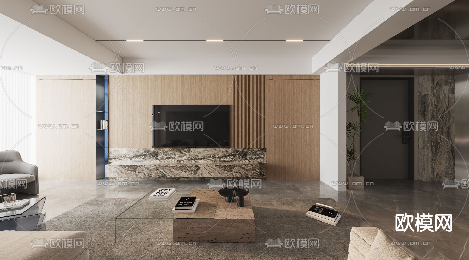 现代客厅餐厅3d模型下载（渲染图5）