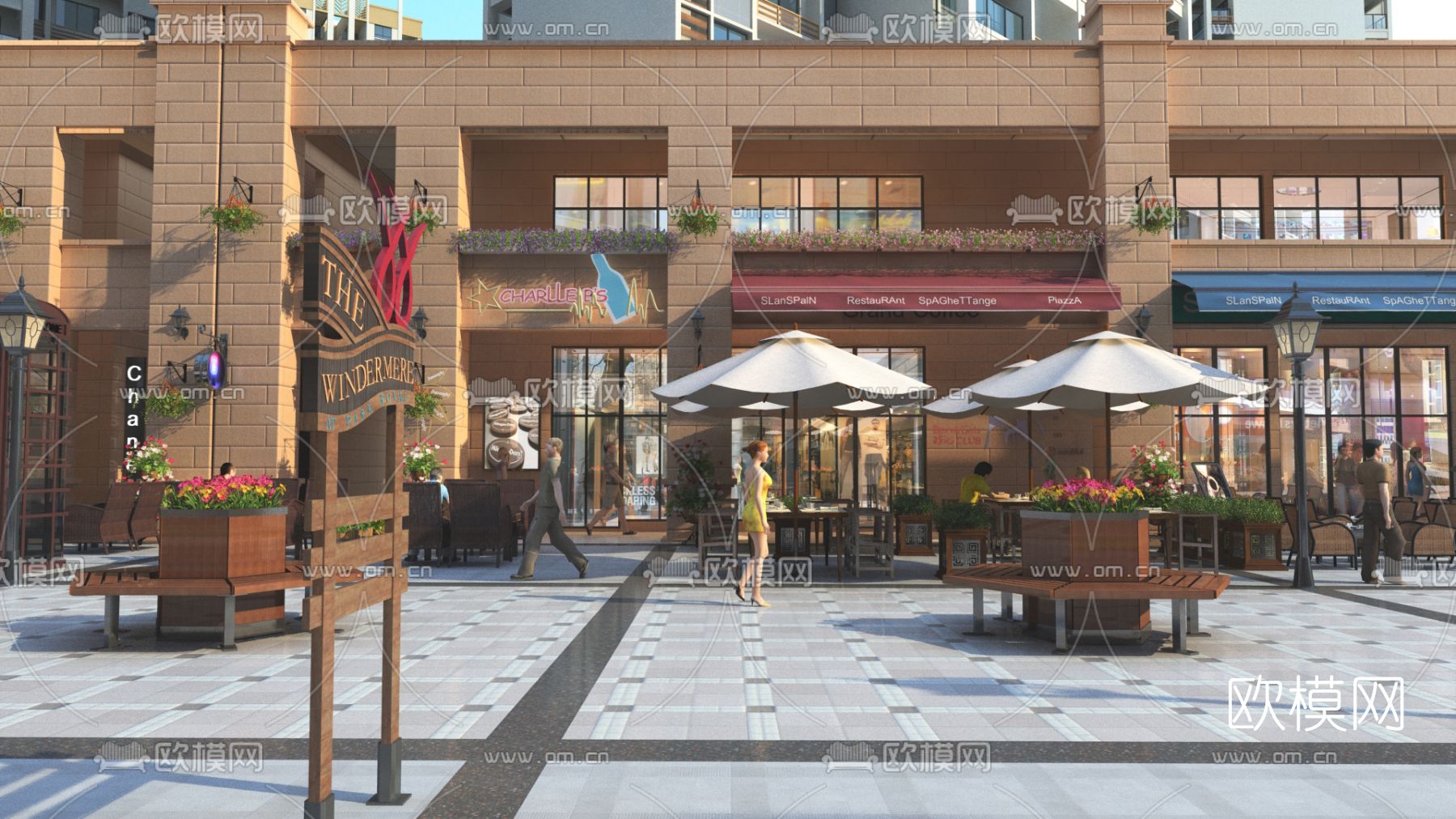 现代酒吧门头门面3d模型下载