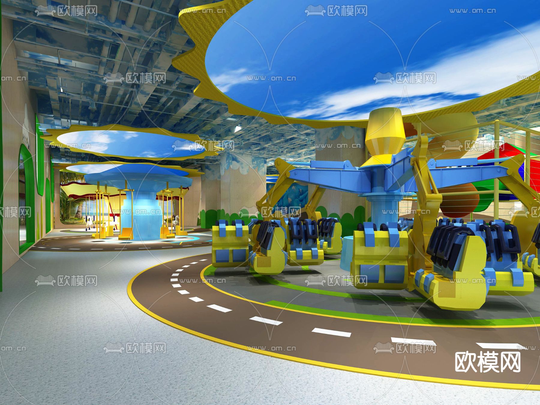 工业风儿童游乐园3d模型下载_ID12071944_3dmax免费模型-欧模网