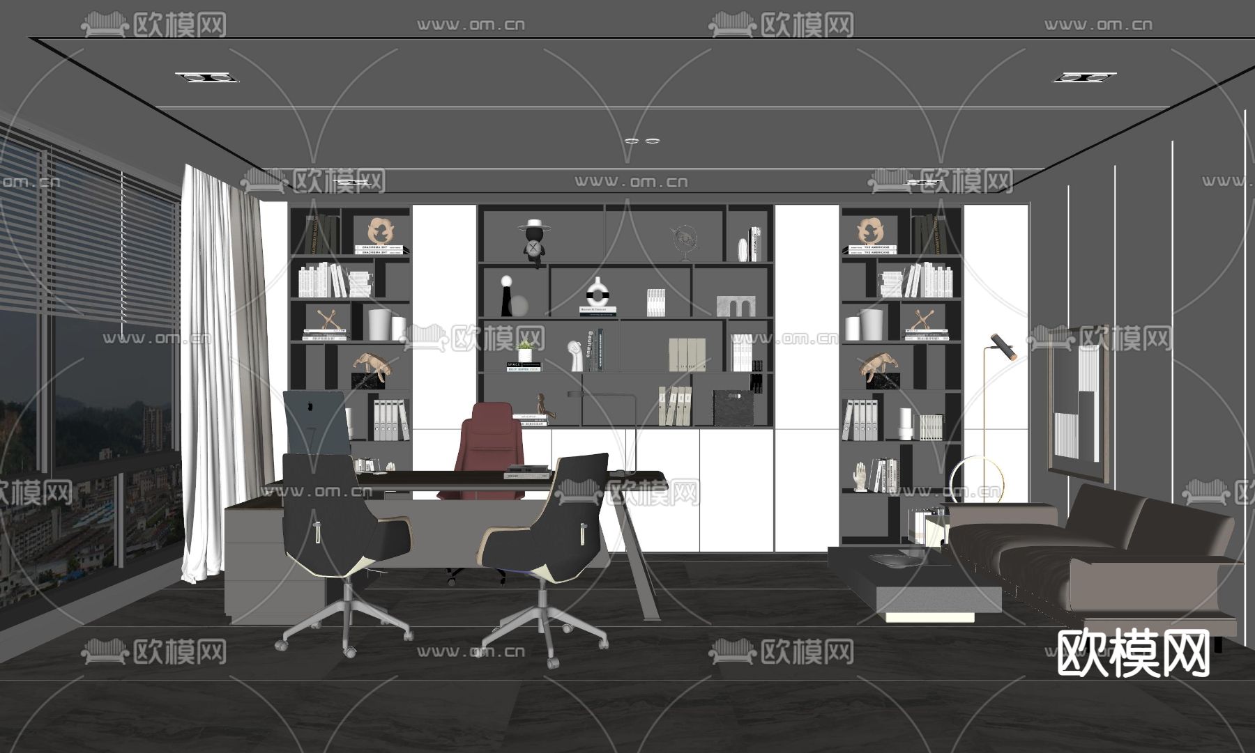 现代总经理办公室su模型