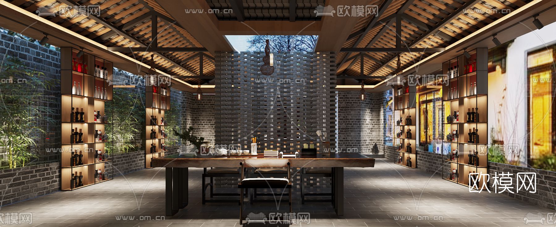 中式名酒展厅3d模型下载（渲染图4）