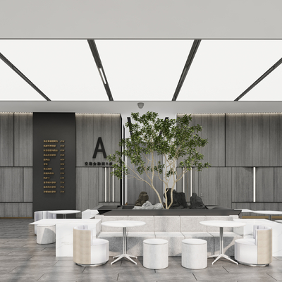  现代办公休息区su模型 