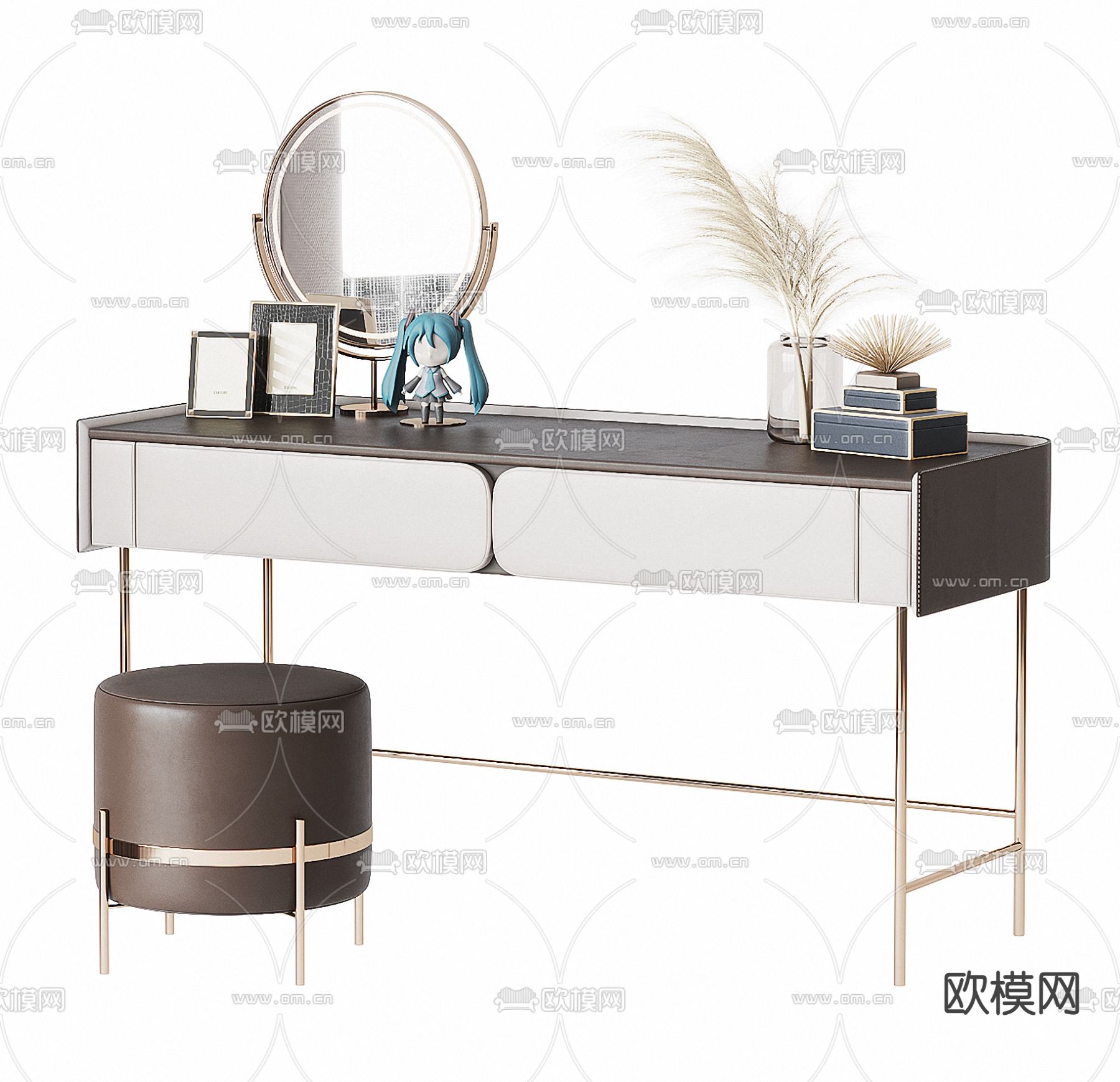 现代轻奢梳妆台3d模型