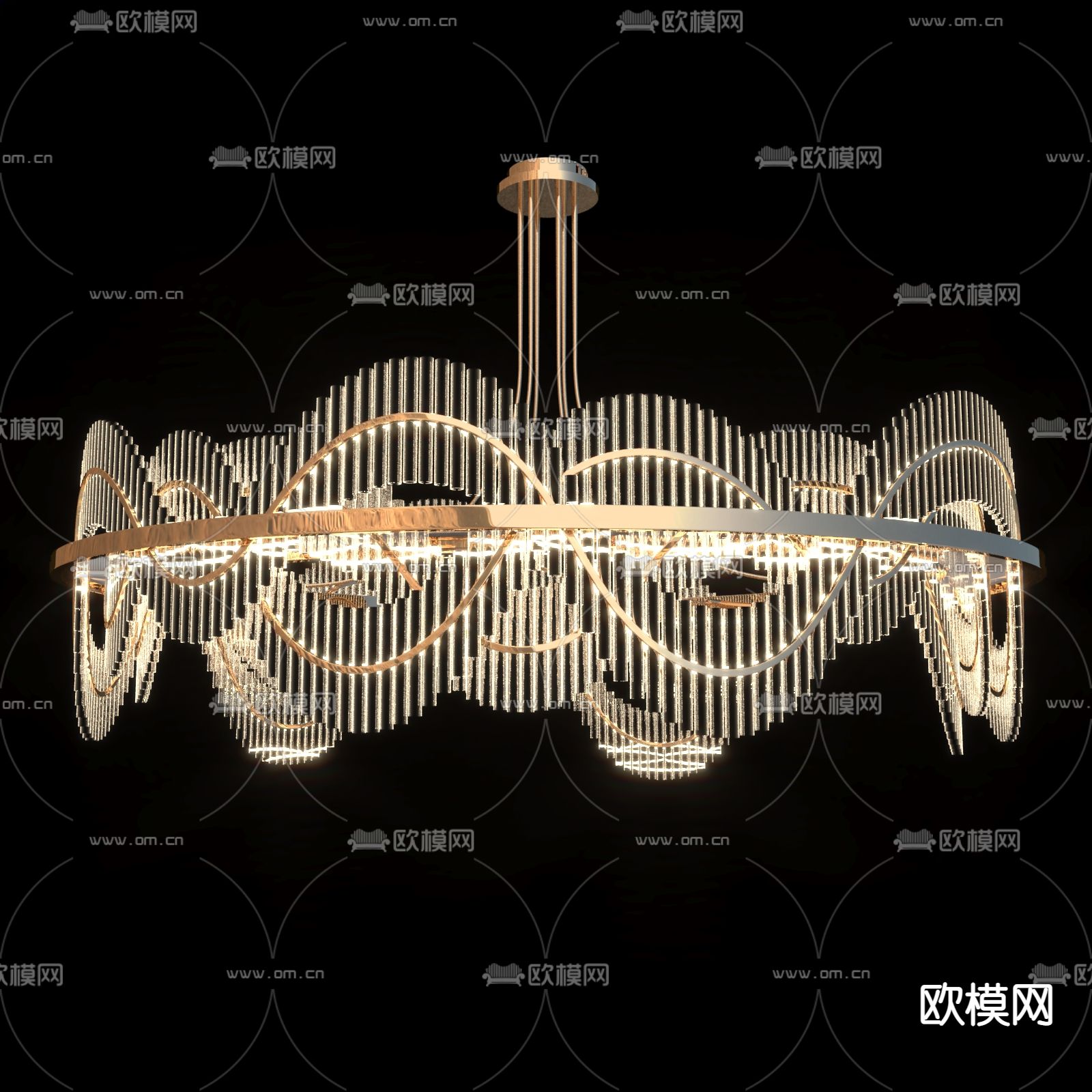 现代轻奢水晶吊灯3d模型下载（渲染图5）