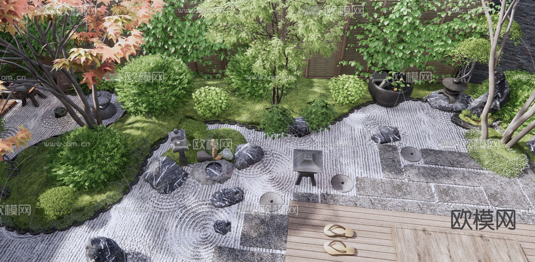 日式庭院花园su模型下载（渲染图3）