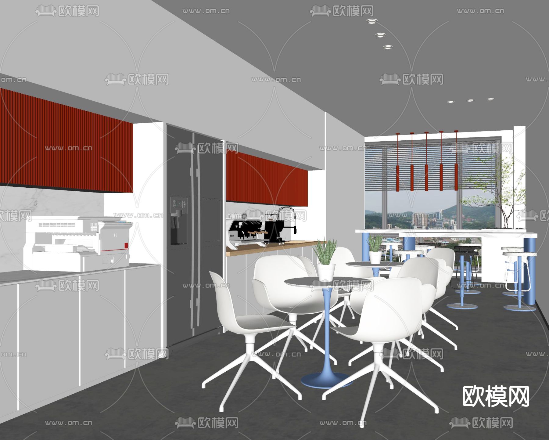 现代茶水间su模型下载（渲染图2）