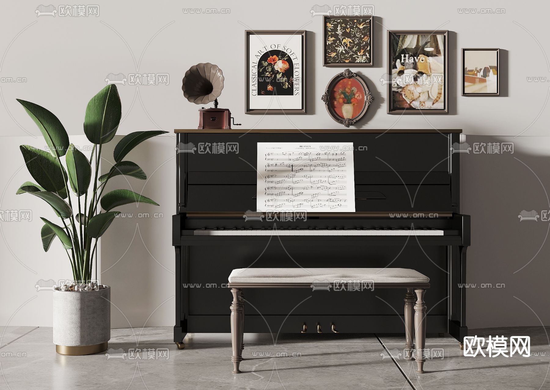 现代钢琴3d模型下载