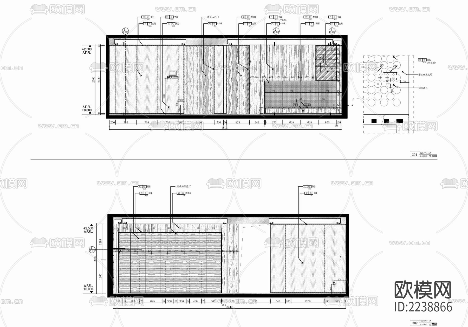 110㎡三居室家装样板房CAD施工图  私宅 平层 家装下载（渲染图7）