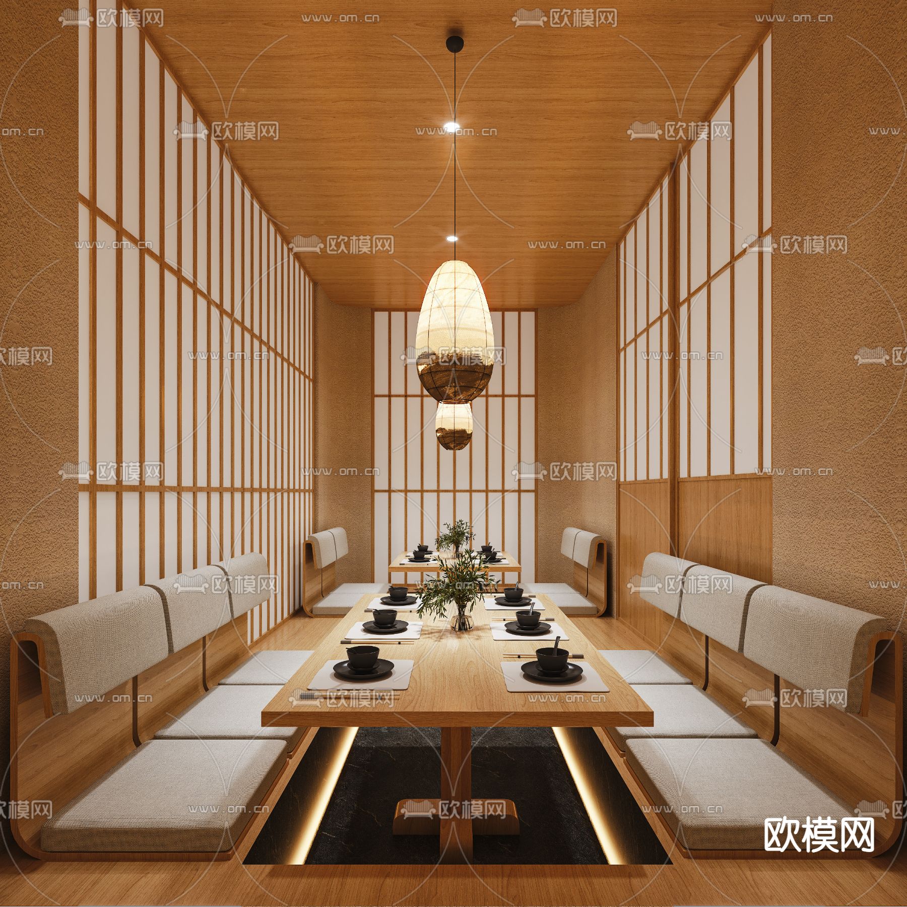 日式日料店榻榻米包间3d模型下载_ID12077048_3dmax免费模型-欧模网