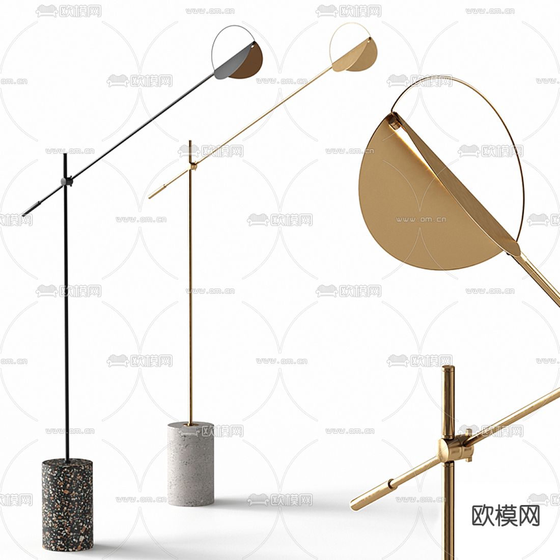现代金属落地灯3d模型下载_ID12079493_3dmax免费模型-欧模网