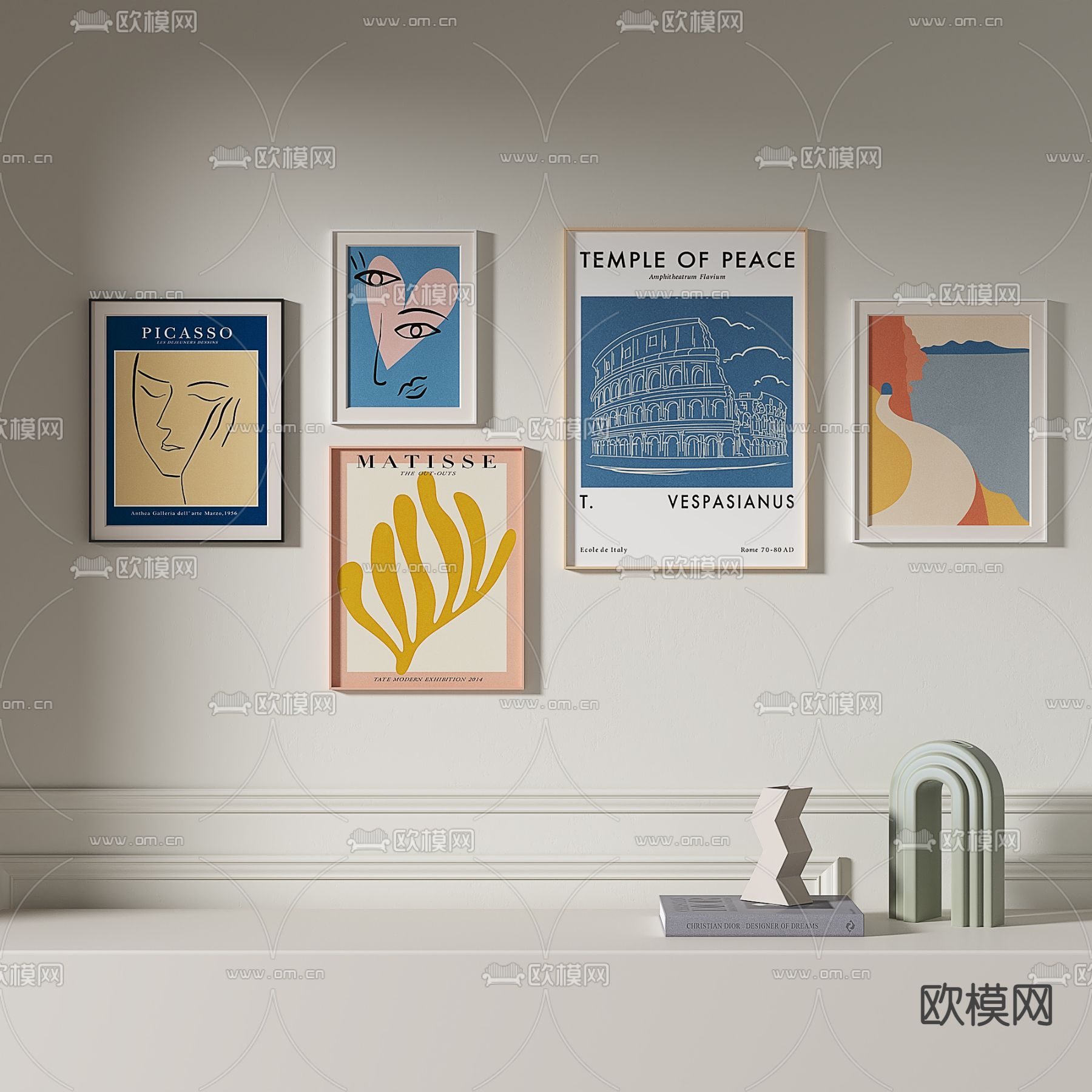 孟菲斯风抽象装饰画3d模型下载