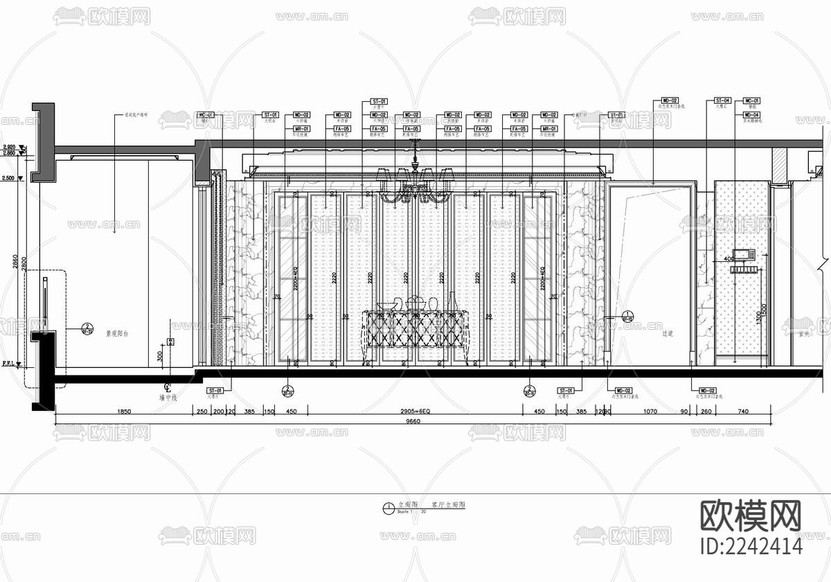 300㎡家裝大平層CAD施工圖 私宅 平層 家裝 樣板房下載(渲染圖9)