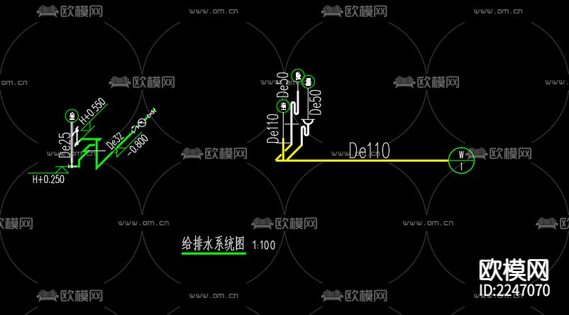 梁庙大门给排水系统设计施工图下载（渲染图4）
