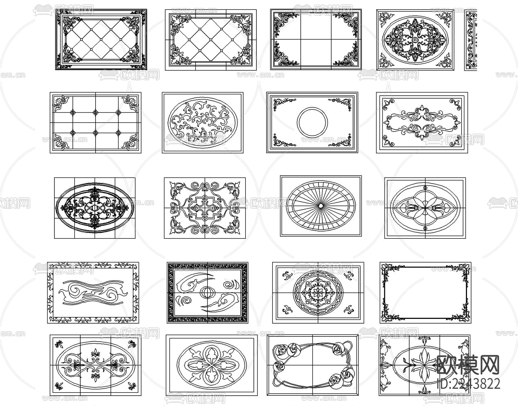 超全的拼花CAD图库下载（渲染图4）