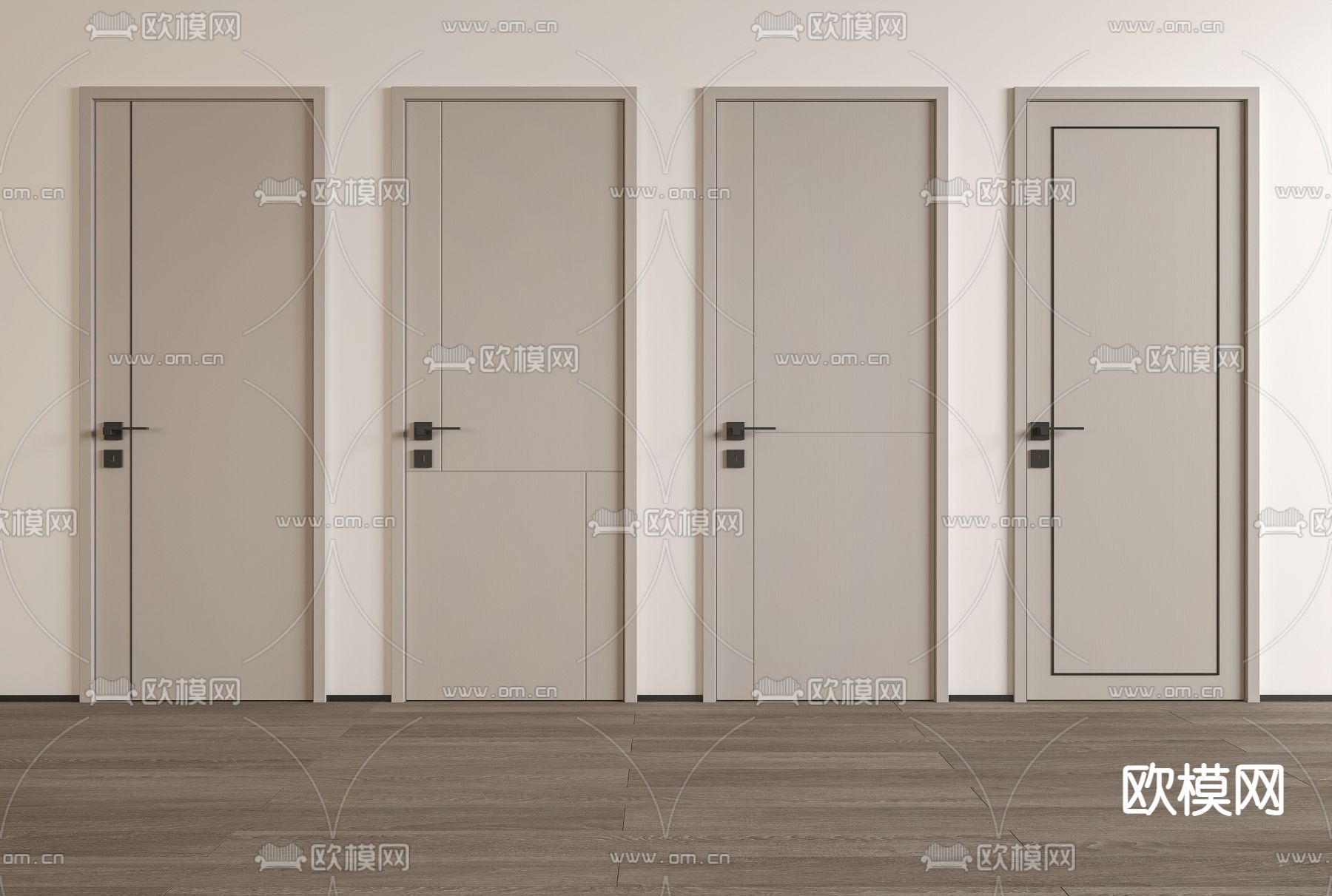 现代房门单开门3d模型下载