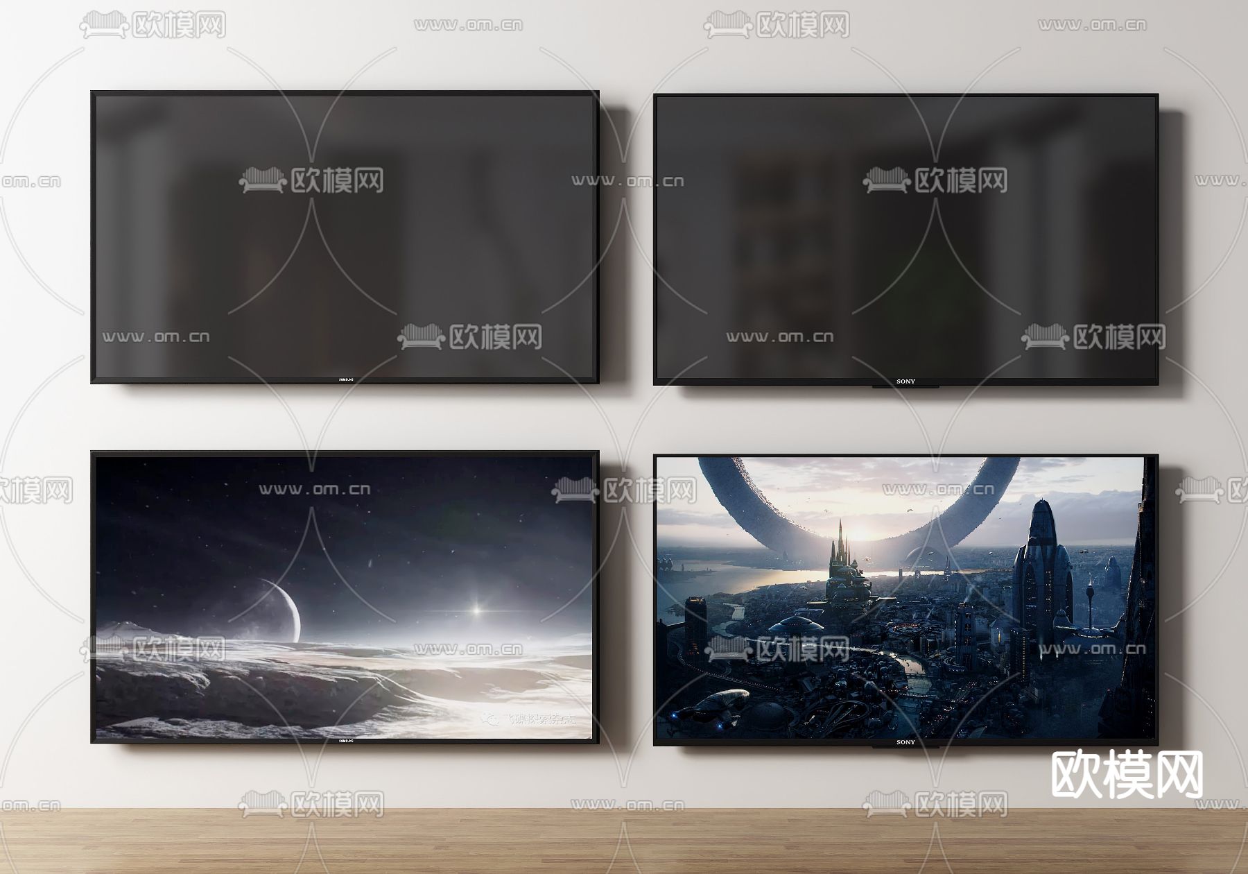 现代电视机全面屏电视3d模型