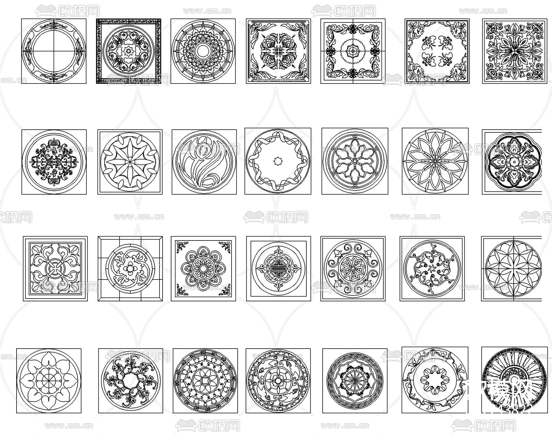 超全的拼花CAD图库下载（渲染图2）