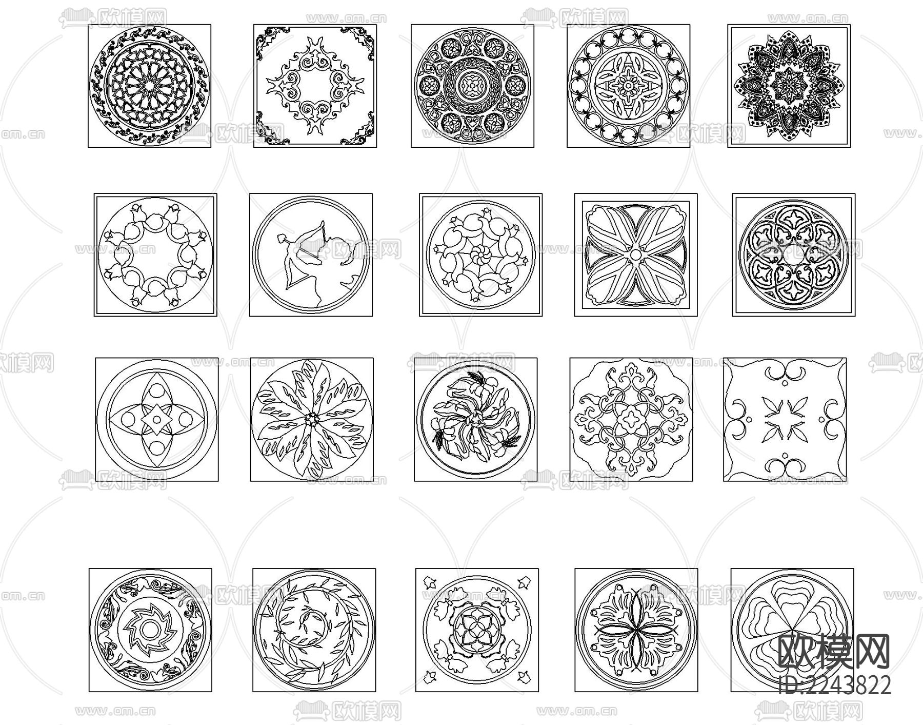 超全的拼花CAD图库下载（渲染图10）