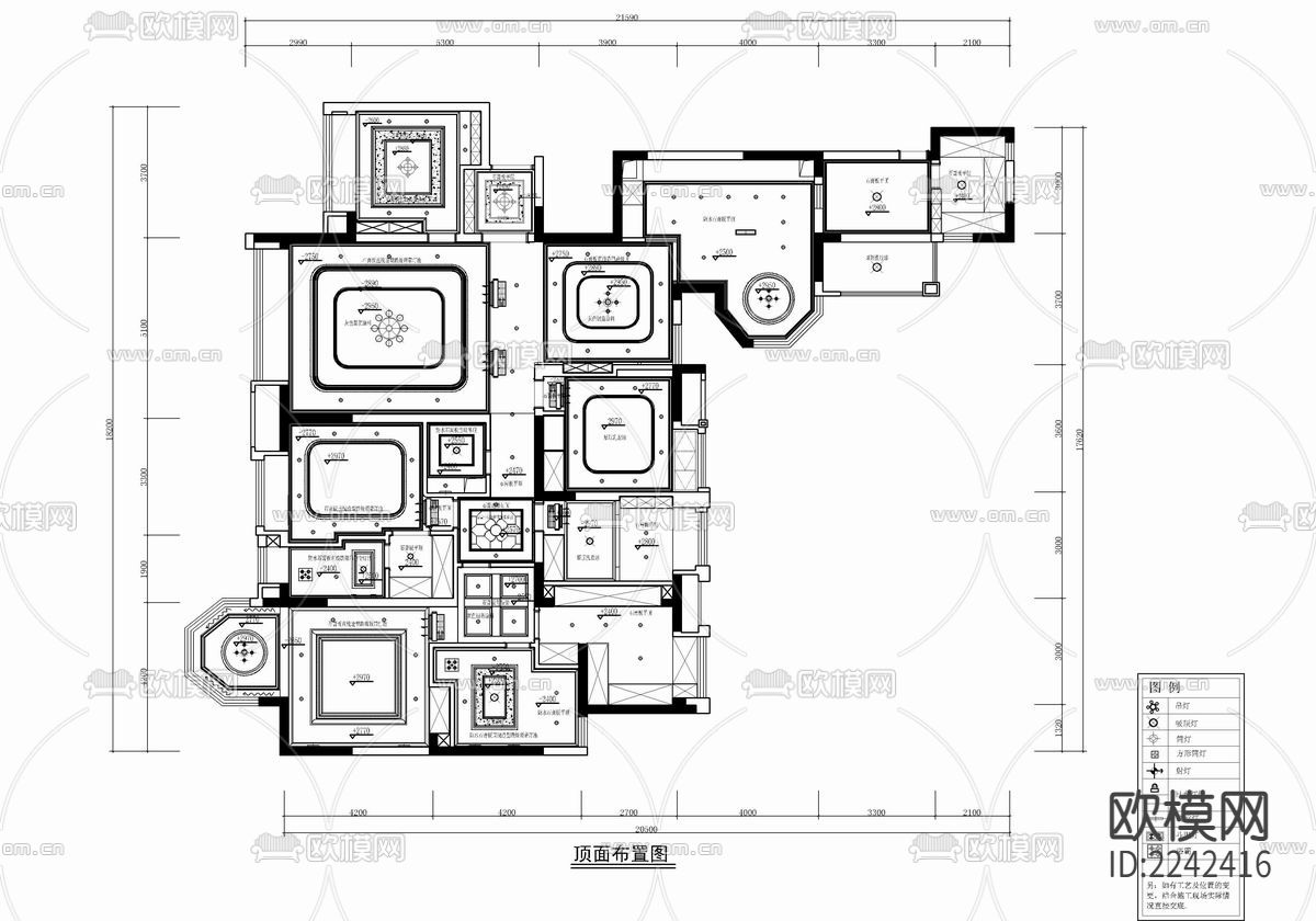 260㎡家装大平层CAD平立面施工图   私宅 平层 家装下载（渲染图5）