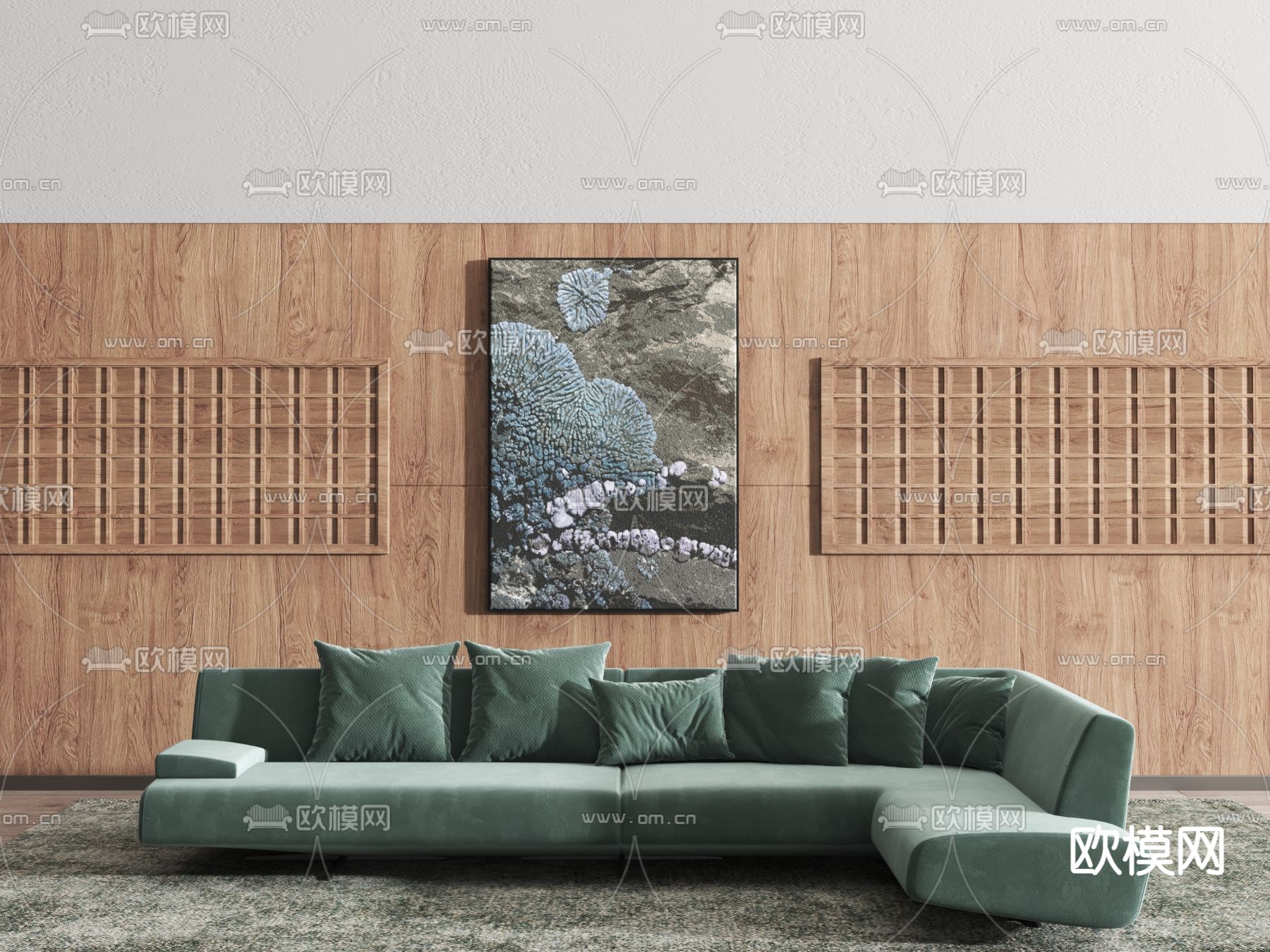 现代绿色转角沙发3d模型下载