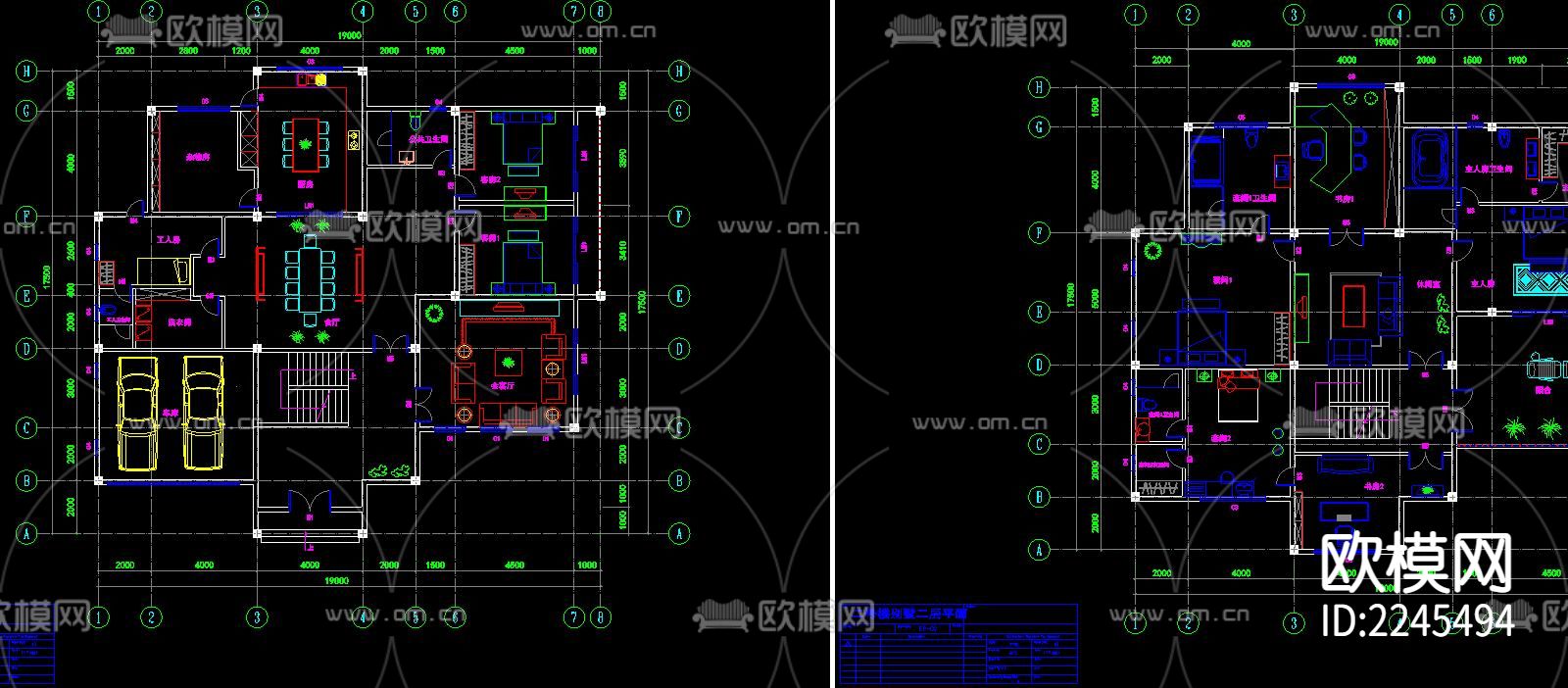 别墅二号楼施工图下载（渲染图1）
