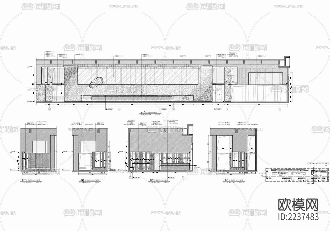 950㎡售楼处CAD施工图 销售中心 营销中心 售楼部-免费3dmax模型库-欧模网