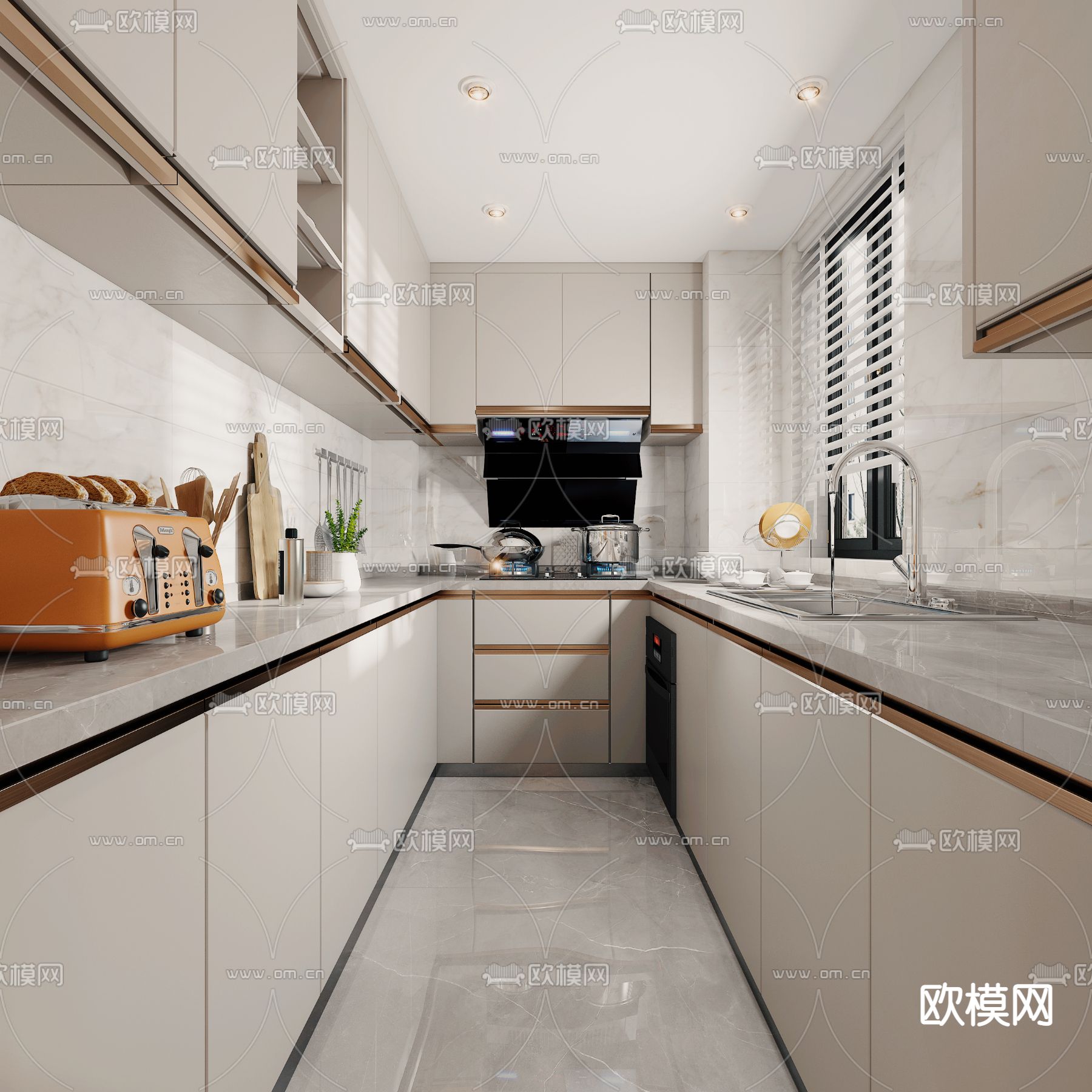 现代厨房3d模型下载