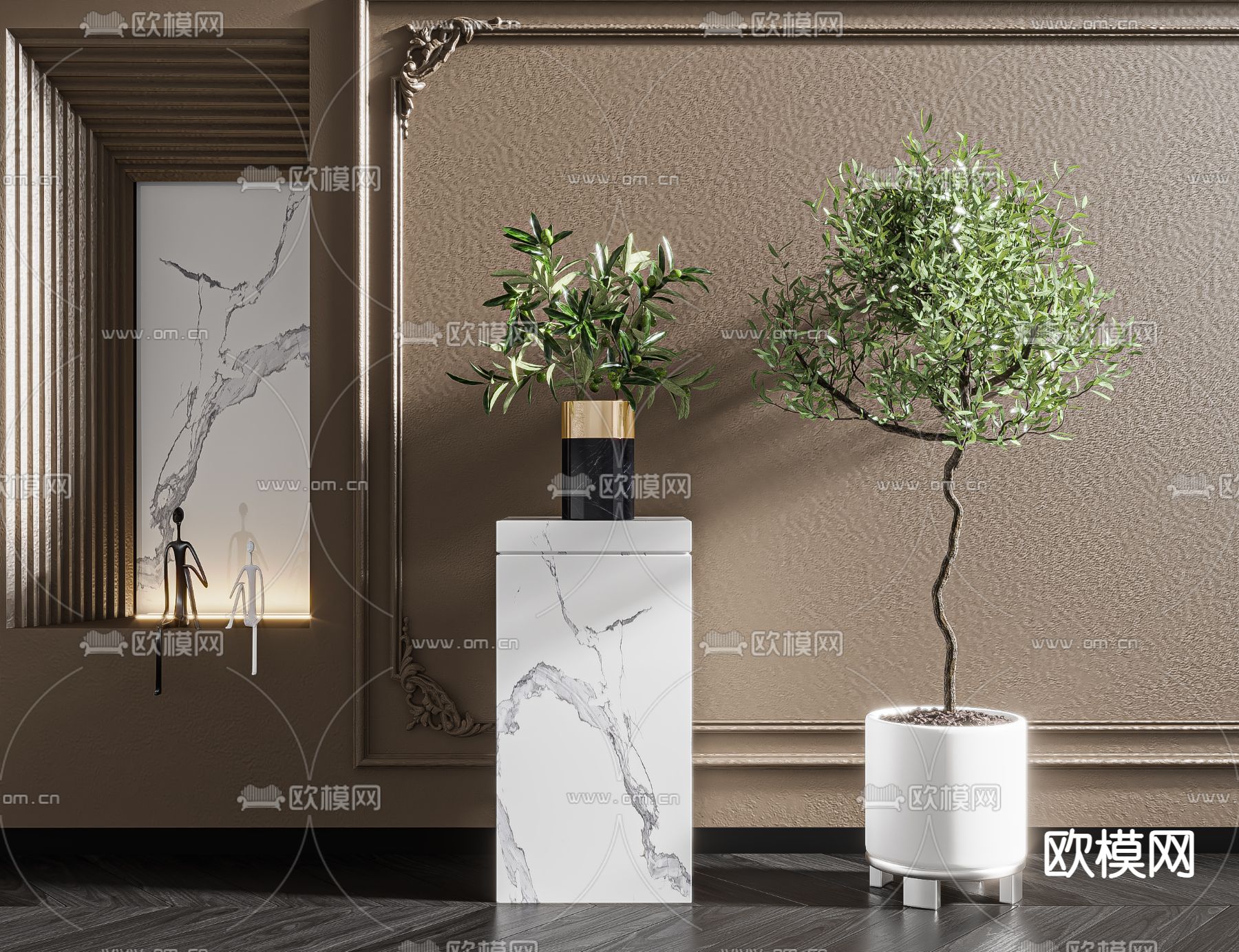 现代绿植盆栽3d模型下载