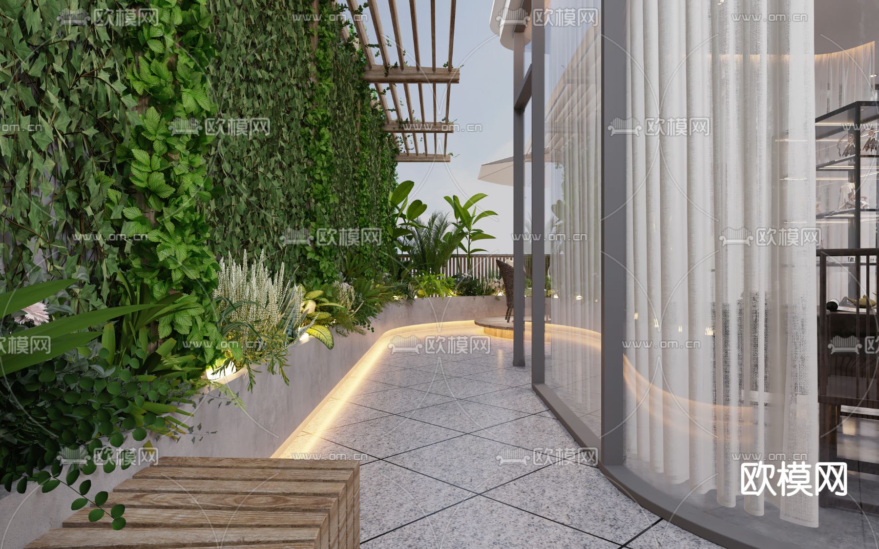 现代露台花园书房3d模型下载（渲染图6）