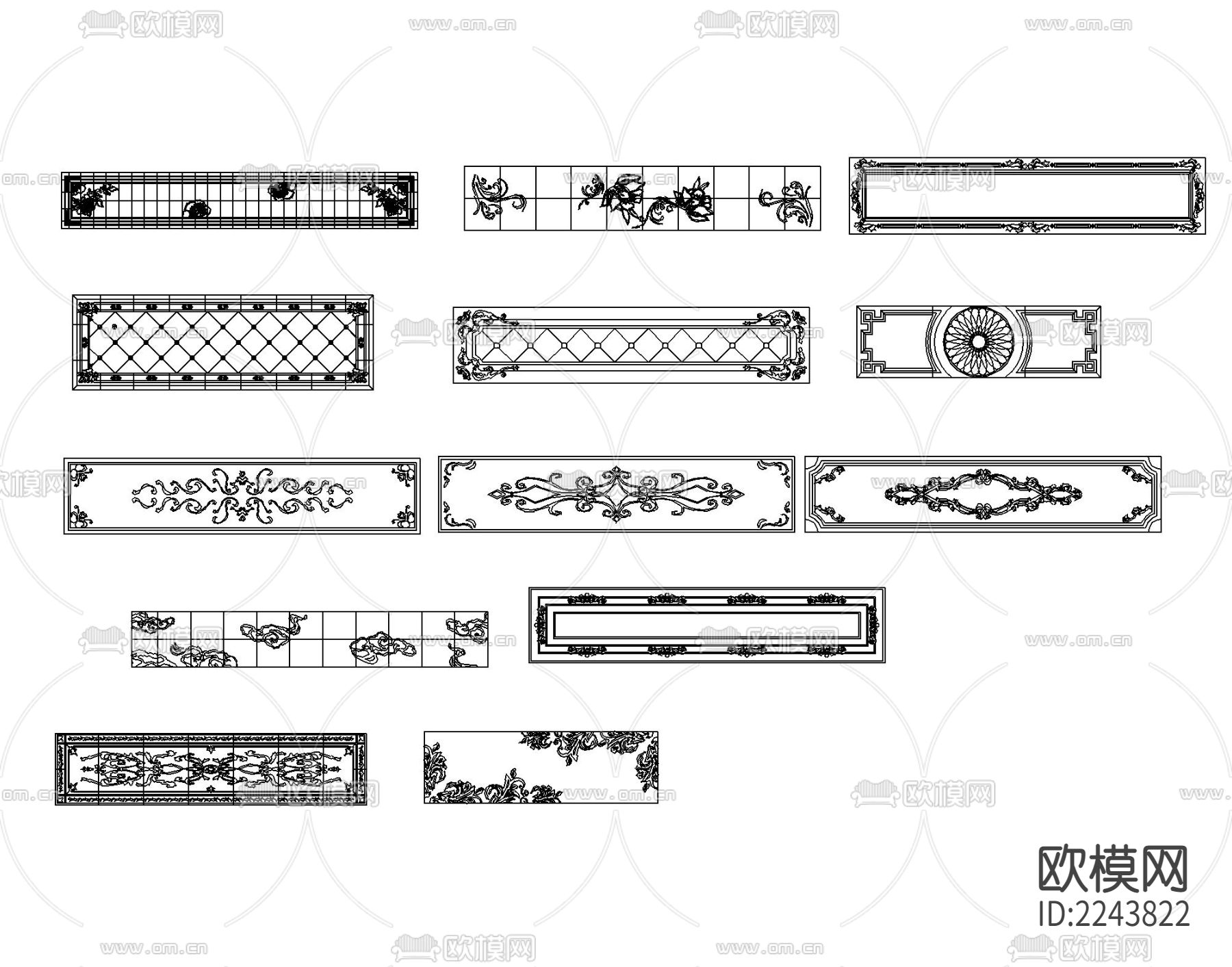 超全的拼花CAD图库下载（渲染图1）