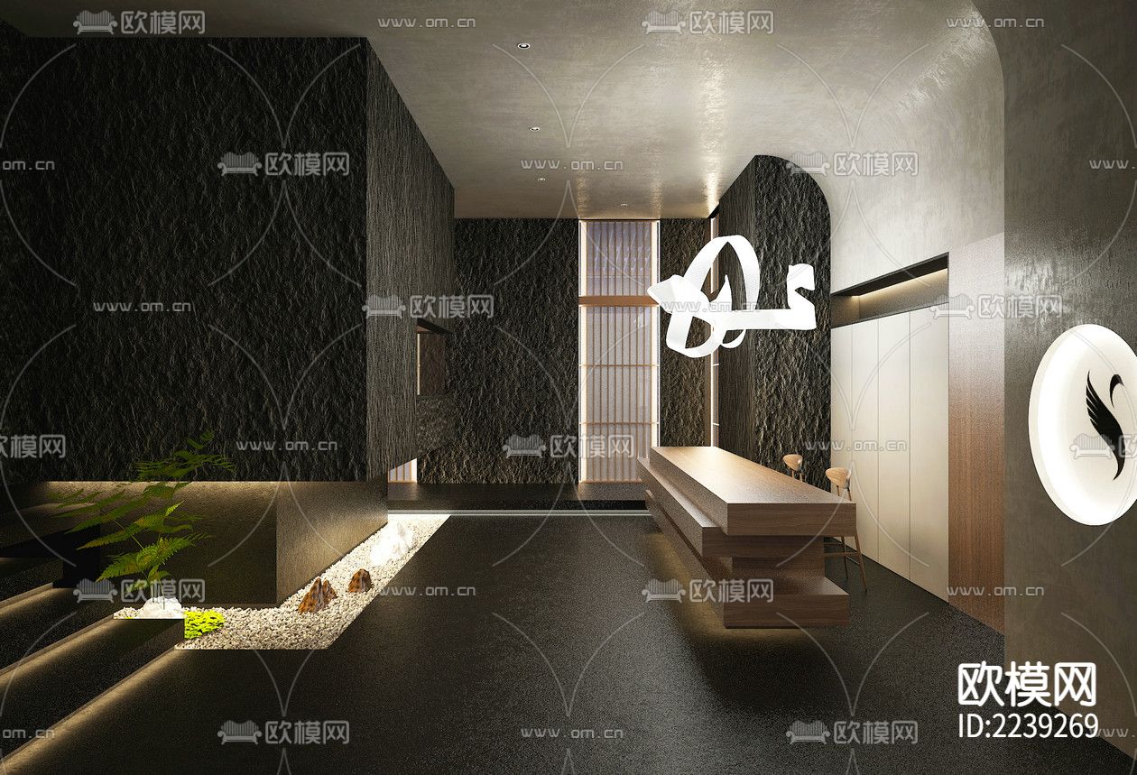 日料店施工图 效果图下载（渲染图1）