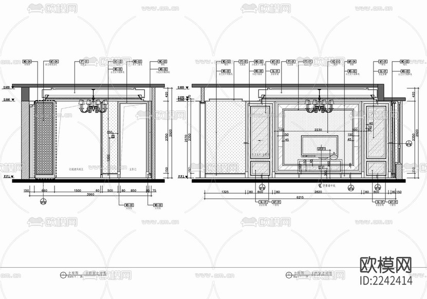 300㎡家裝大平層CAD施工圖 私宅 平層 家裝 樣板房下載(渲染圖6)