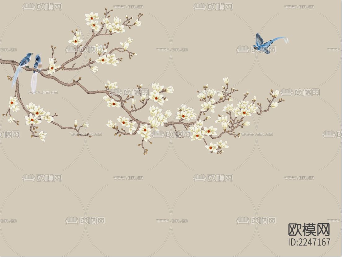 中式古典壁画墙布下载（渲染图6）