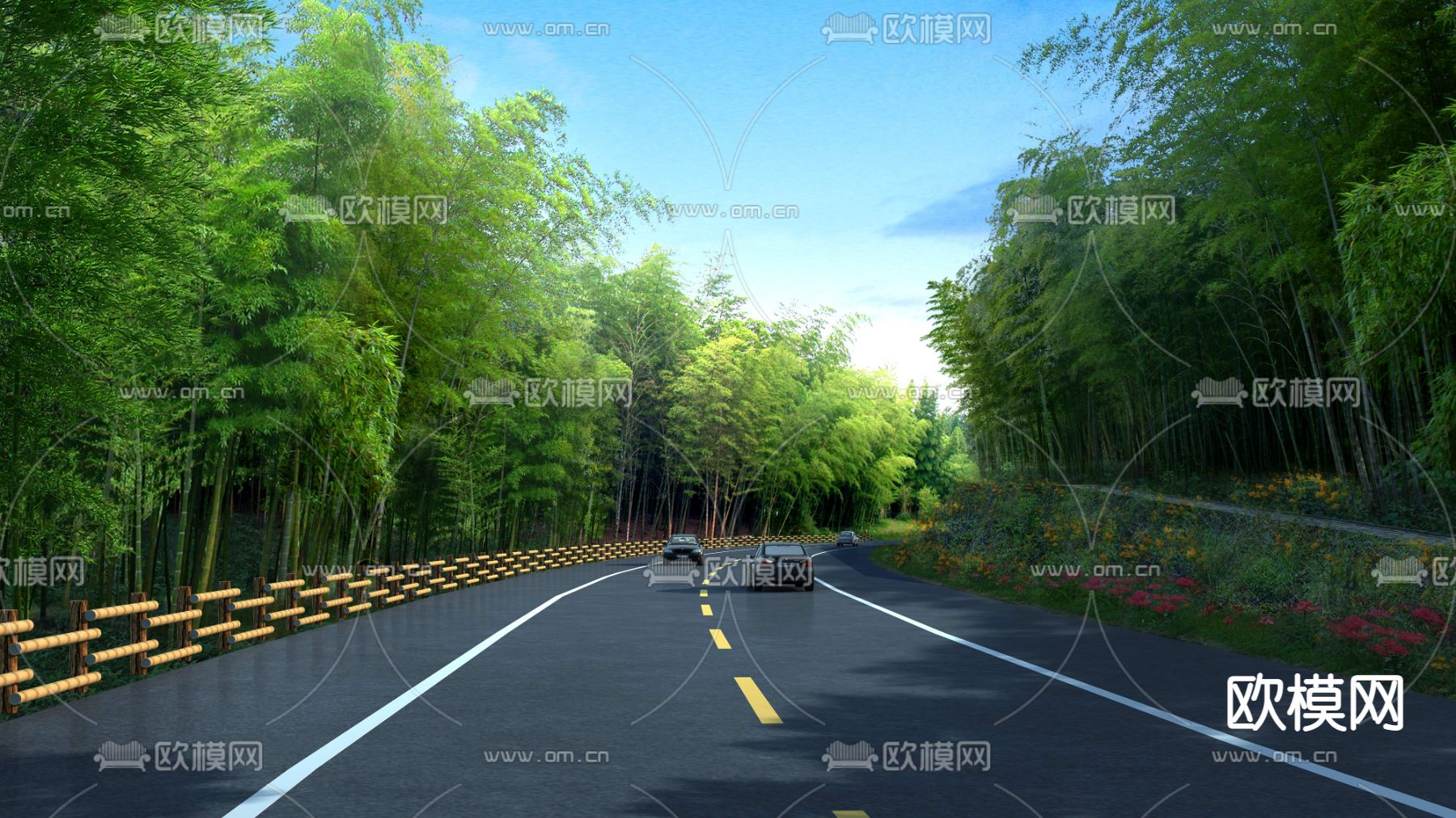现代道路桥梁景观psd下载