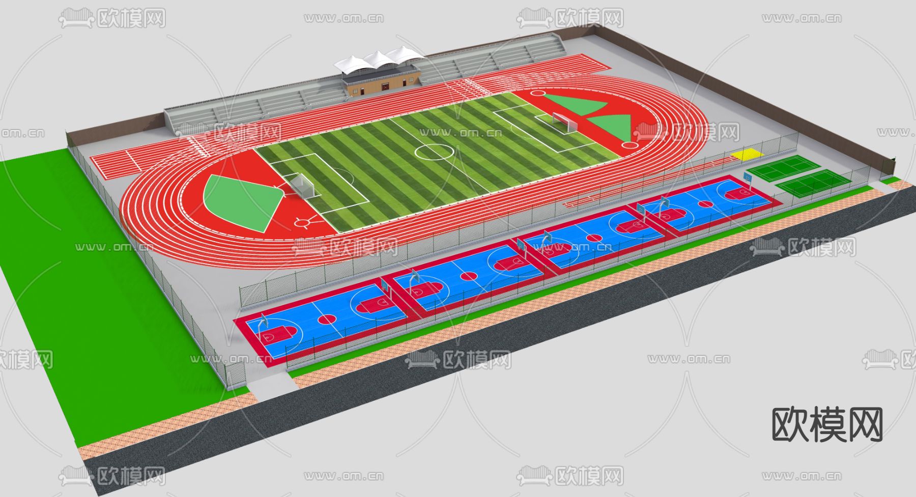 现代球场看台组合3d模型下载