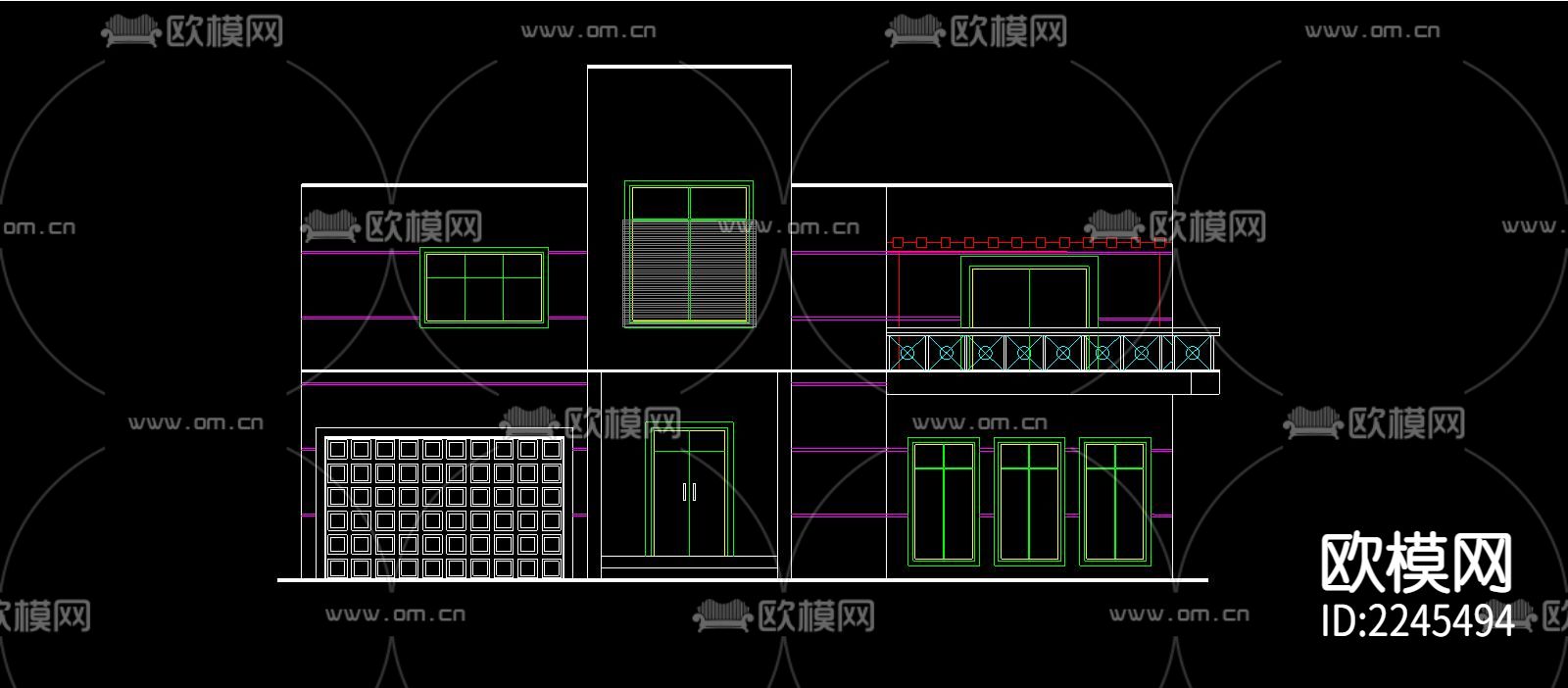 别墅二号楼施工图下载（渲染图2）