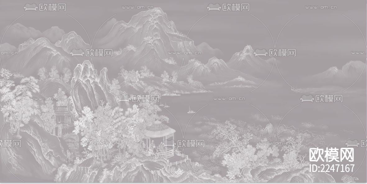 中式古典壁画墙布下载（渲染图8）