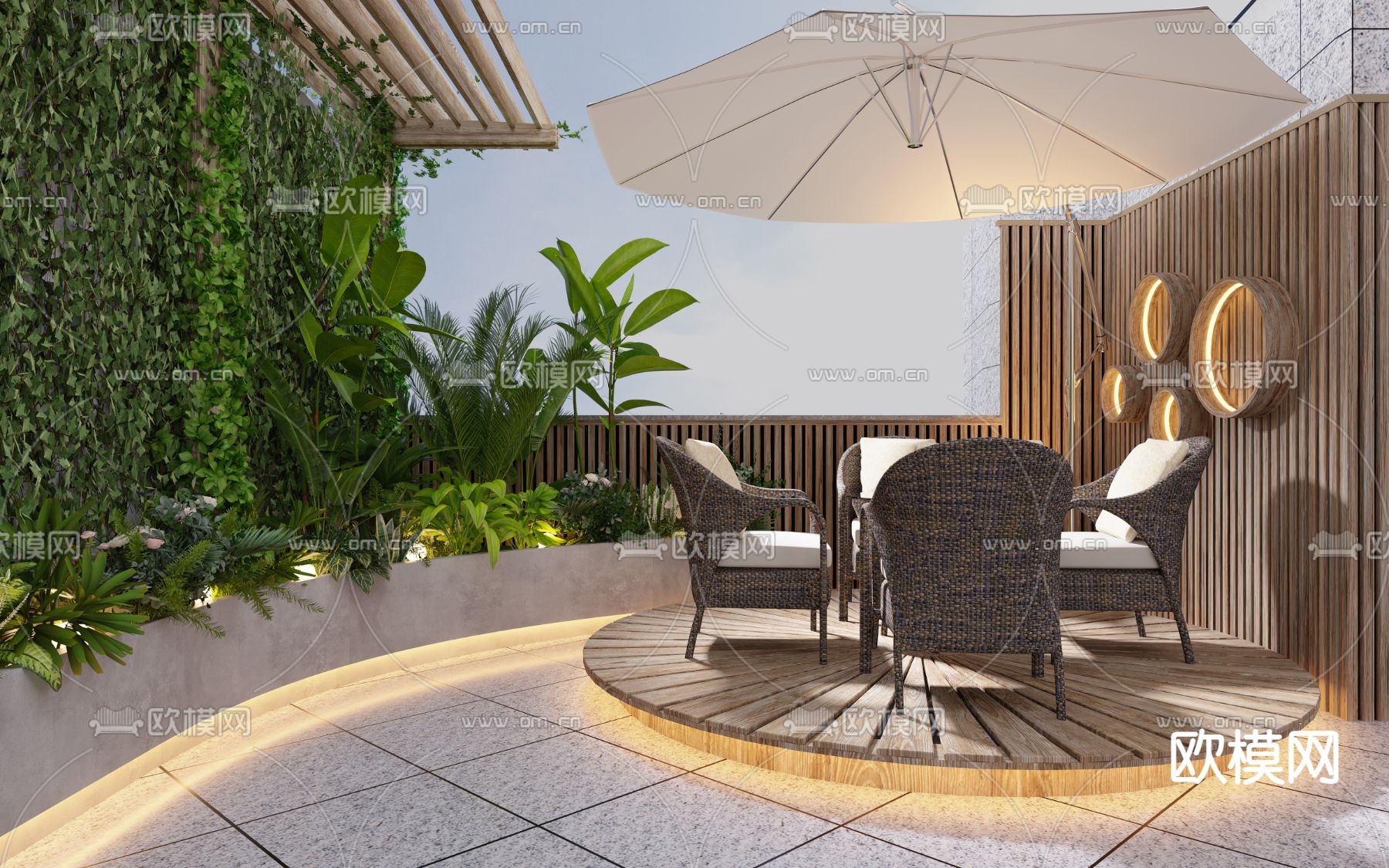 现代露台花园书房3d模型下载（渲染图3）