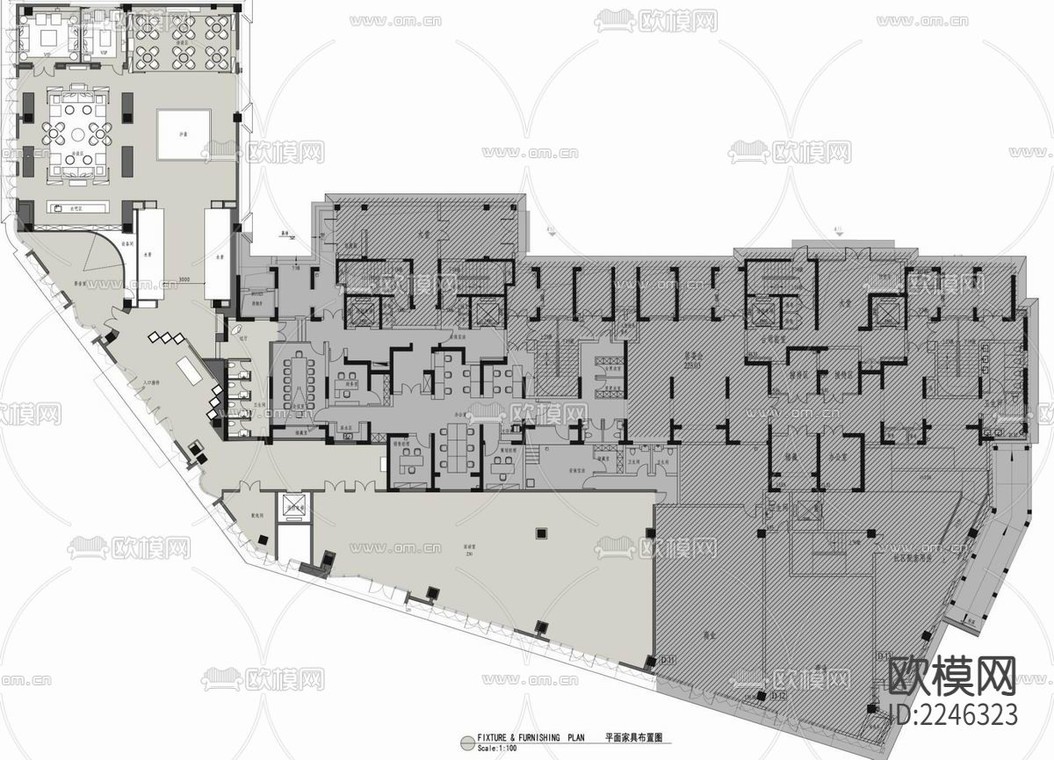 1500㎡售楼处及办公区CAD施工图+实景照 销售中心 会所-免费3dmax模型库-欧模网