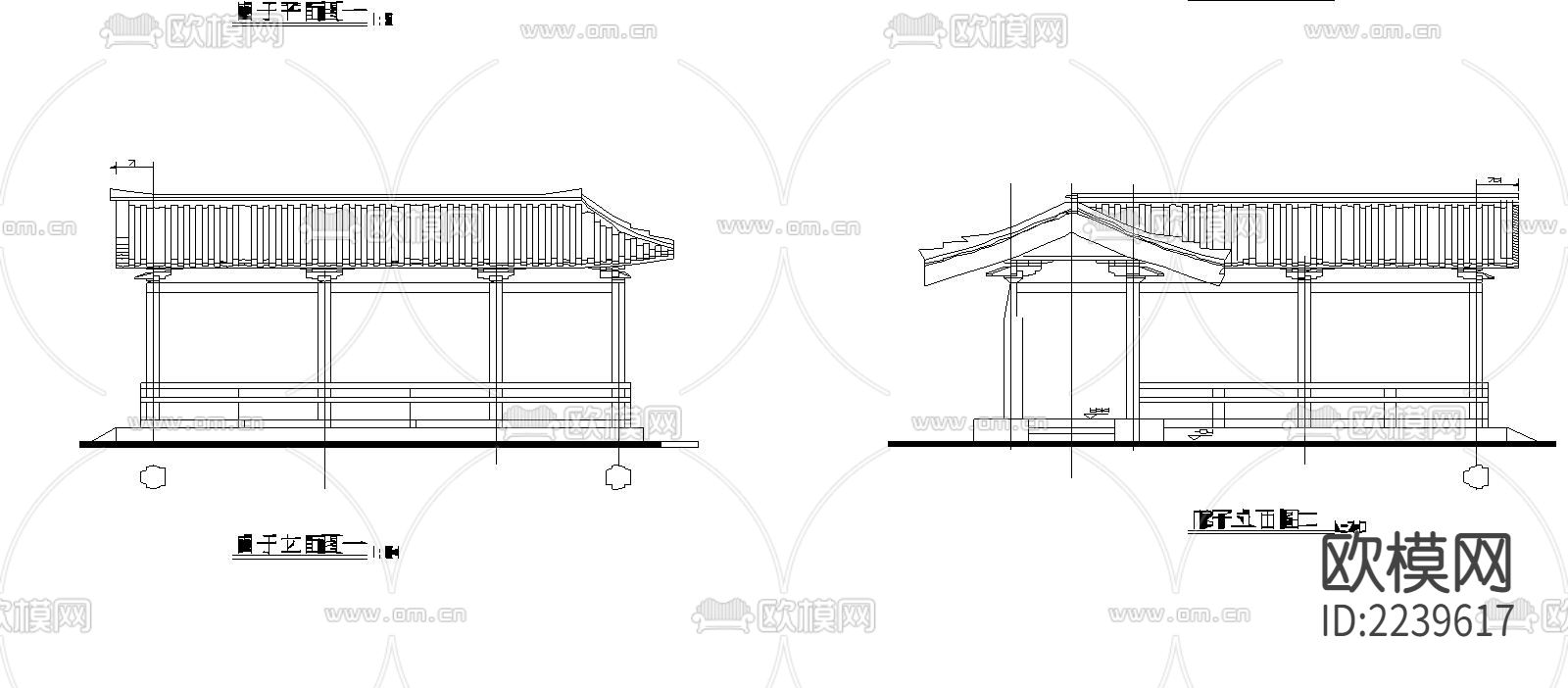 驿廊平立剖面图下载（渲染图1）