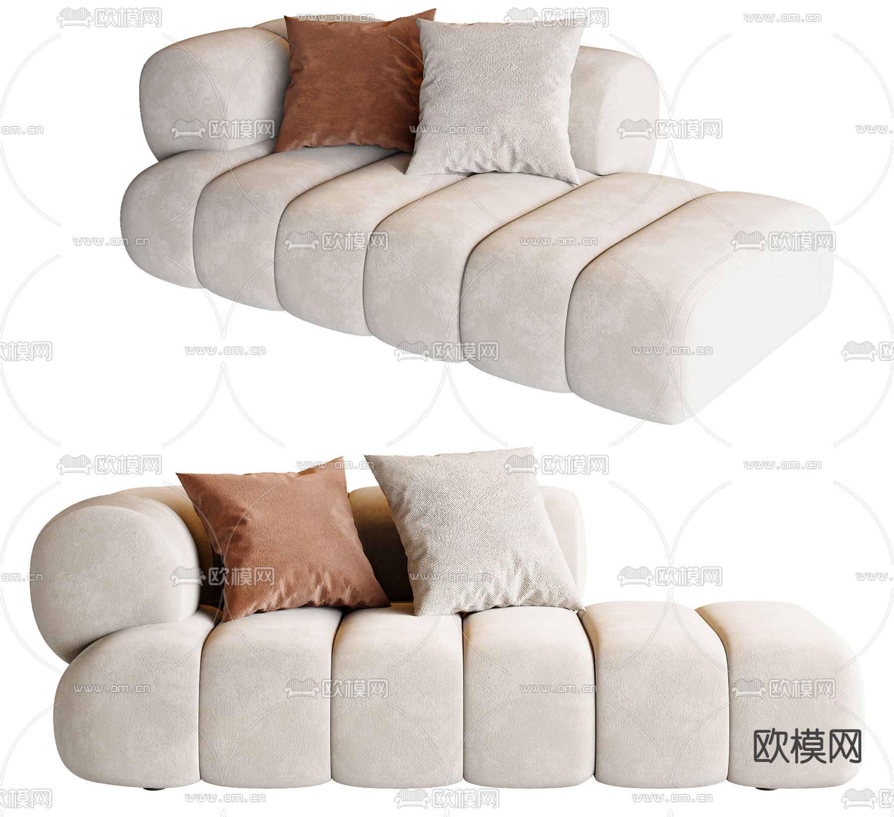 现代布艺贵妃椅3d模型下载