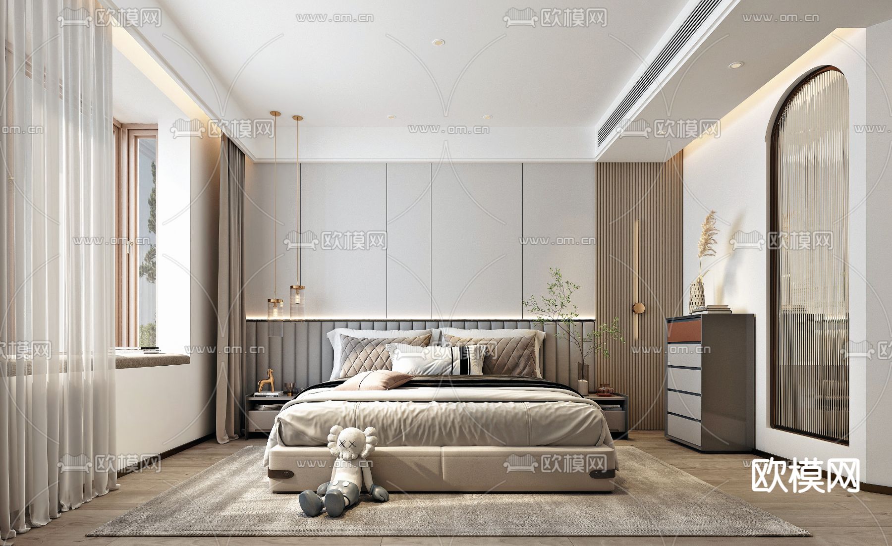 现代卧室主人房3d模型下载