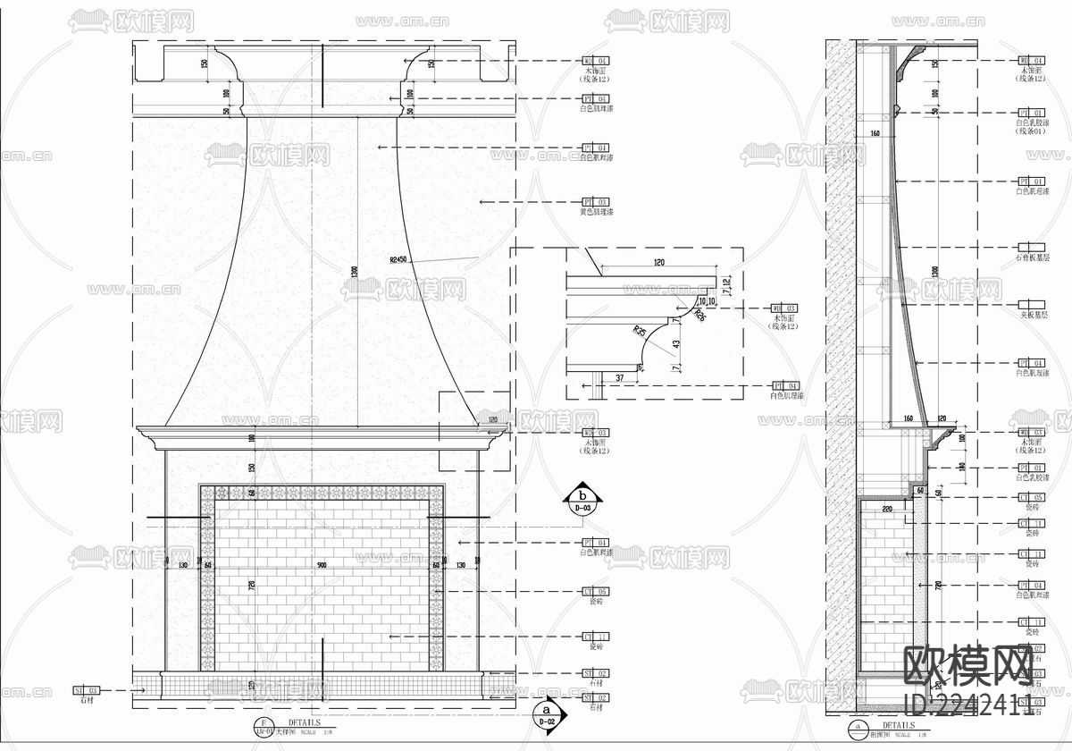 90㎡家装样板房CAD施工图 私宅 平层 家装 样板房下载（渲染图10）